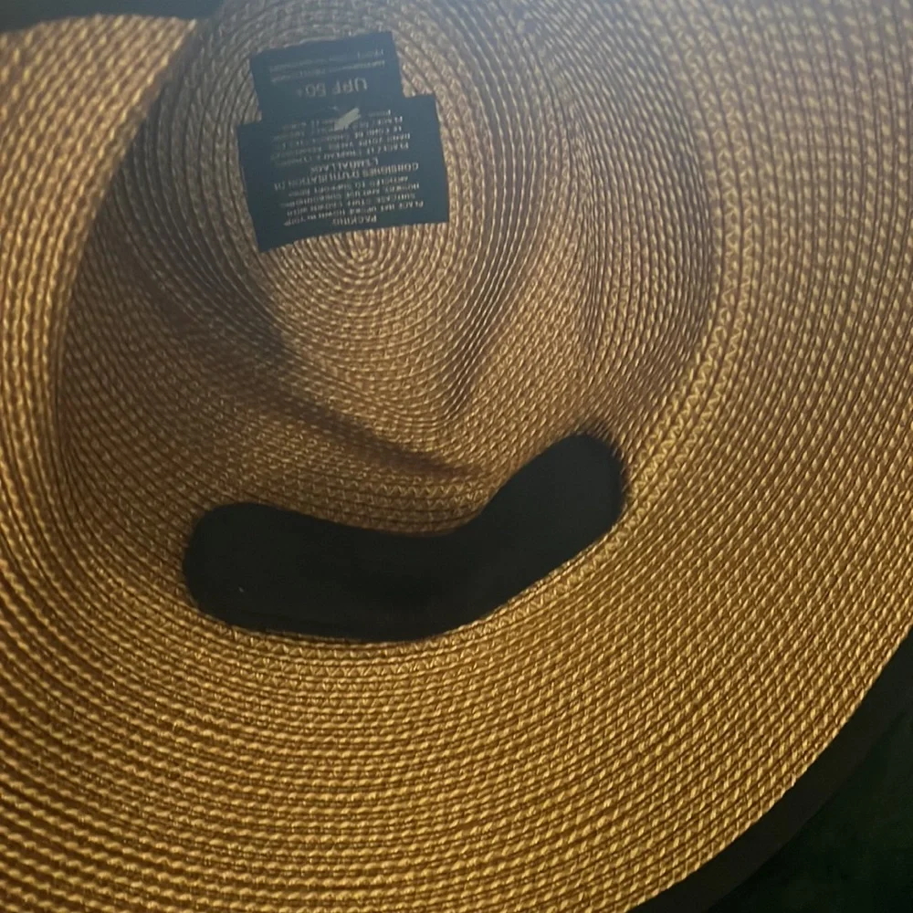 Eric Javits Wide-Brim Straw Sun Hat with Black Trim - Picture 6 of 10